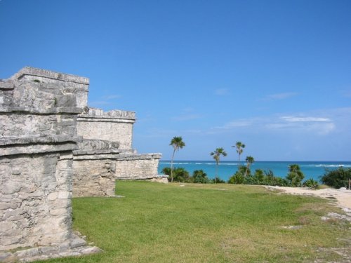The ocean beyond the ruins